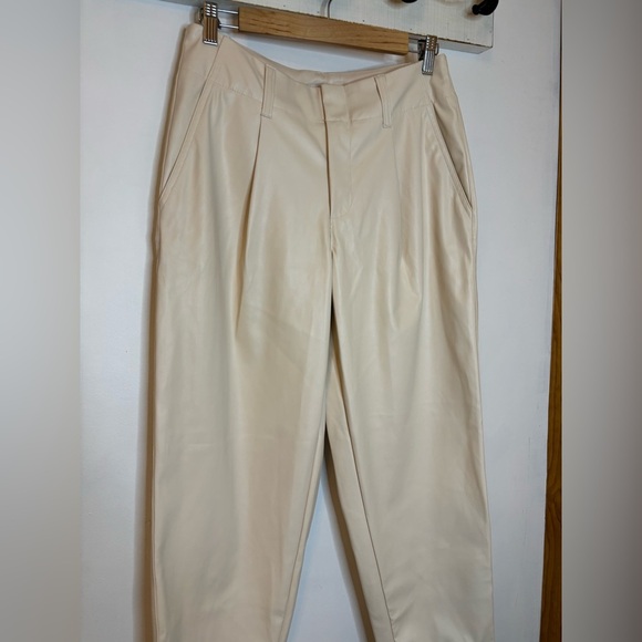 A New Day Beige Faux Leather Pleated Barrel Leg Panta - Picture 9 of 9